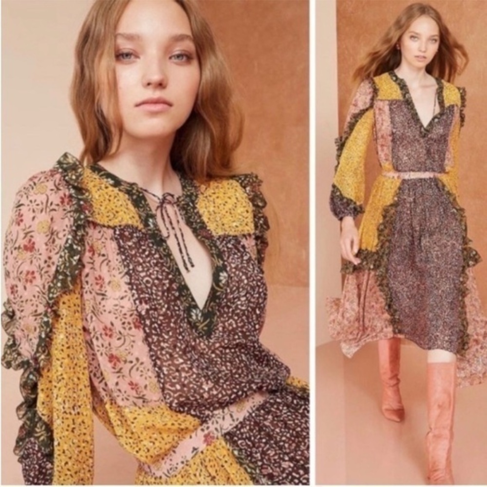 EUC Ulla Johnson multi print silk blend blouse